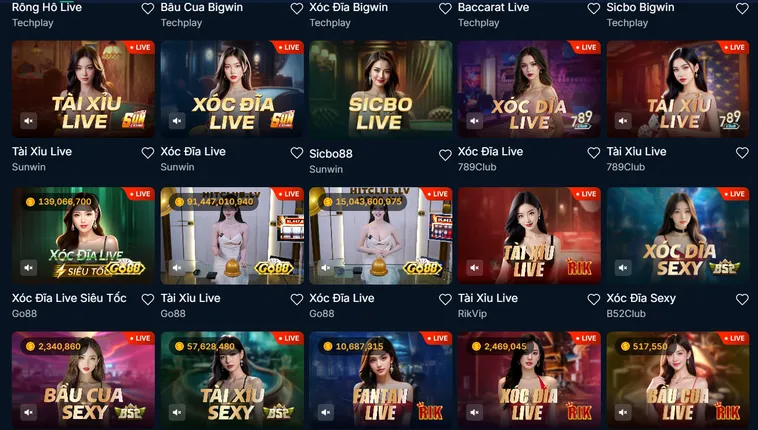 Danh Mục Trò Chơi Tại Sảnh Live Casino RikBet Đỉnh Cao Với Nhiều Trải Nghiệm Thú Vị